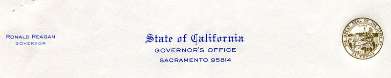 Original Signature Letter Governor Ronald Reagan October 10, 1969   - TvMovieCards.com