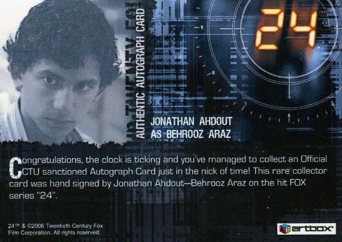 24 Twenty Four Season 4 Jonathan Ahdout as Behrooz Araz Autograph Card   - TvMovieCards.com