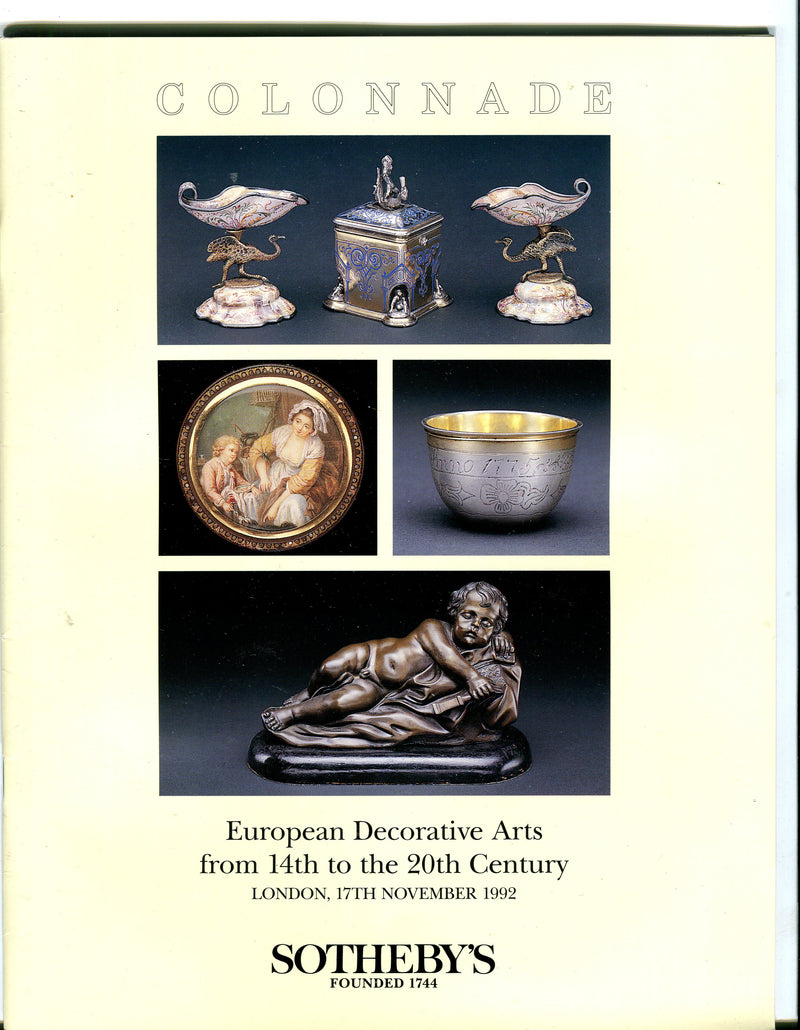 Sothebys Auction Catalog Oct 17 1992 European Decorative Arts 14-20th Century   - TvMovieCards.com