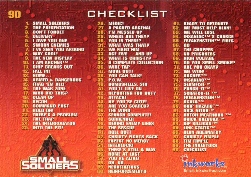 Small Soldiers Movie Base Card Set 90 Cards Inkworks 1998   - TvMovieCards.com