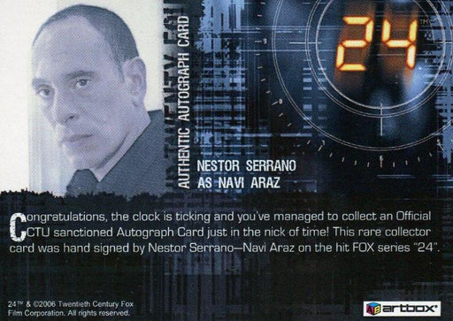 24 Twenty Four Season 4 Nestor Serrano as Navi Araz Autograph Card   - TvMovieCards.com