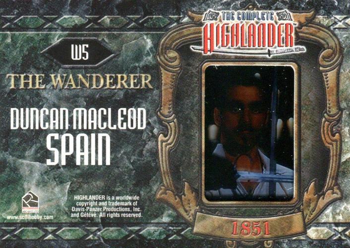 Highlander Complete The Wanderer Duncan MacLeod Spain W5 Chase Card   - TvMovieCards.com