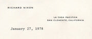 Original Signature Letter President Richard Nixon January 27, 1978   - TvMovieCards.com
