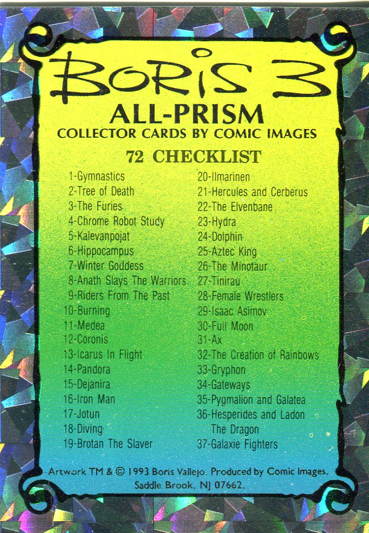 Boris Series 3 All Prism Base Card Set 72 Prism Cards 1993 Comic Images   - TvMovieCards.com
