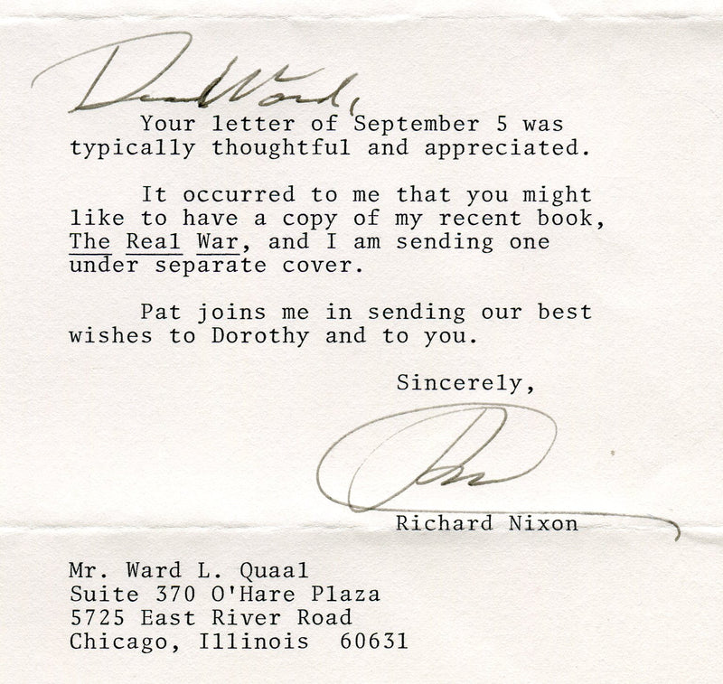 Original Signature Letter President Richard Nixon September 18, 1980   - TvMovieCards.com
