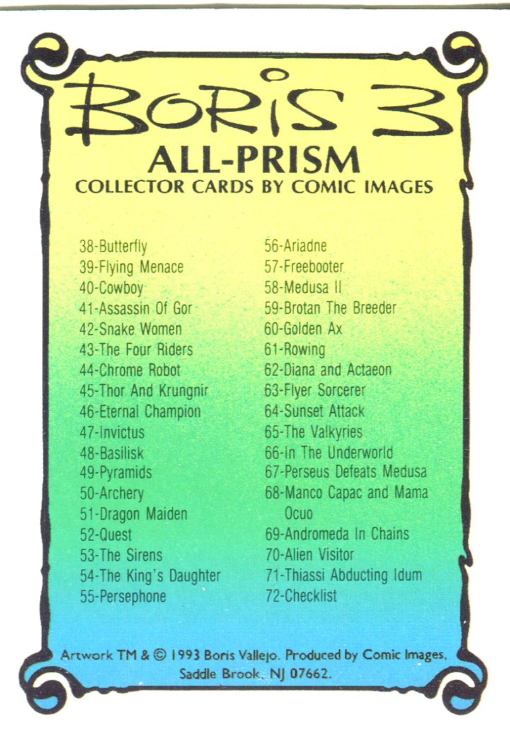 Boris Series 3 All Prism Base Card Set 72 Prism Cards 1993 Comic Images   - TvMovieCards.com