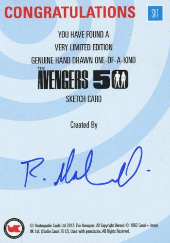Avengers TV 50th Anniversary Artist Rich Molinelli Autograph Sketch Card   - TvMovieCards.com