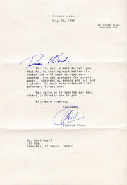 Original Signature Letter President Richard Nixon July 22, 1982   - TvMovieCards.com