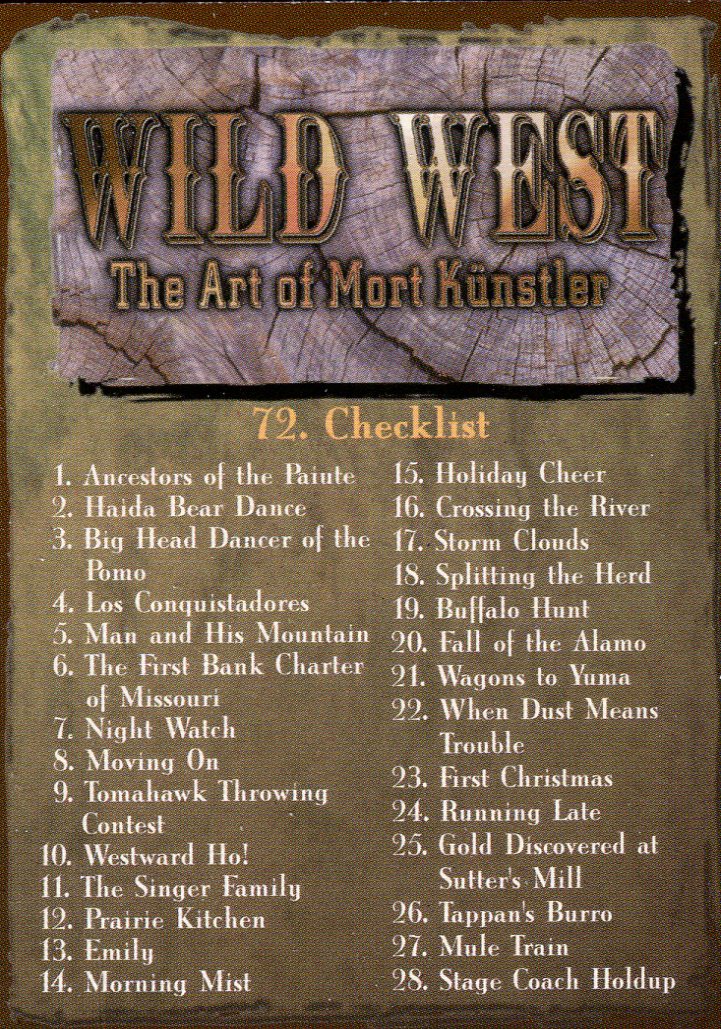 Wild West The Art of Mort Kunstler Base Card Set 72 Cards Cowboys Indians 1996 - TvMovieCards.com