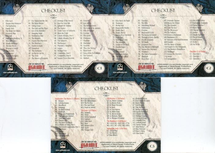 Highlander Complete Base Card Set 129 Cards   - TvMovieCards.com