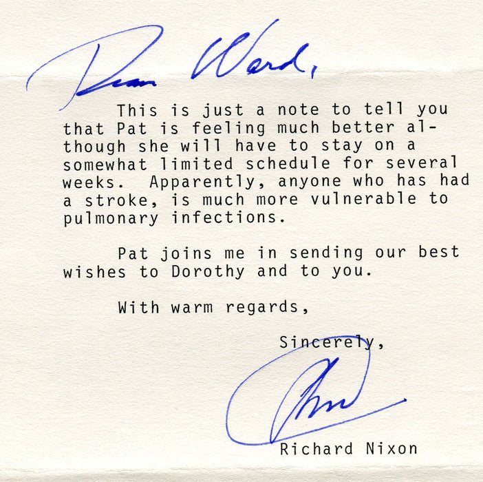 Original Signature Letter President Richard Nixon July 22, 1982   - TvMovieCards.com