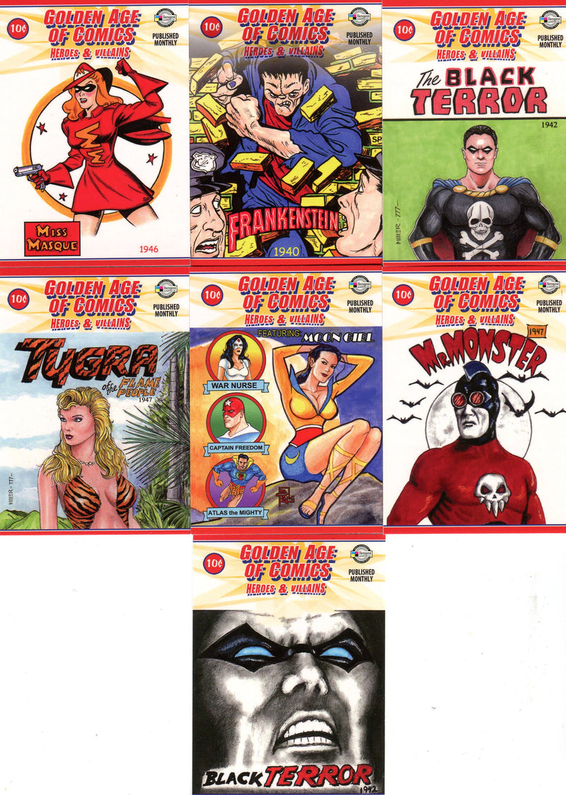 Golden Age of Comics Heroes & Villains Promo Card Set 7 Cards Breygent 2010   - TvMovieCards.com