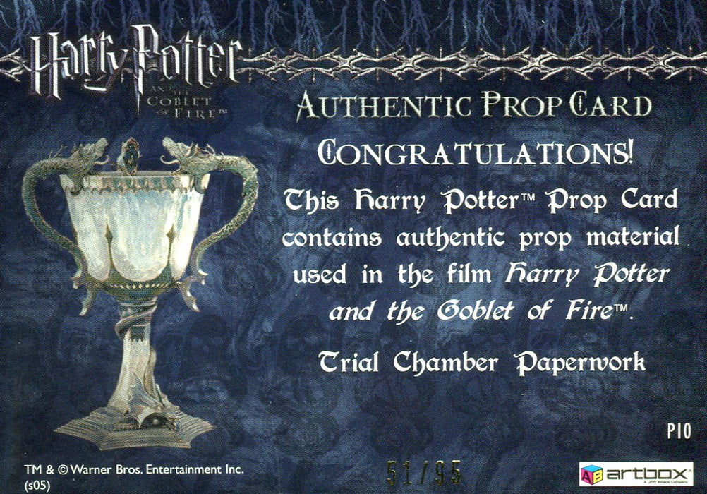 Harry Potter Goblet Fire Trial Chamber Paperwork Prop Card HP P10 #51/95   - TvMovieCards.com