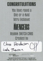 Avengers TV Artist Chris Henderson Autograph Sketch Card   - TvMovieCards.com