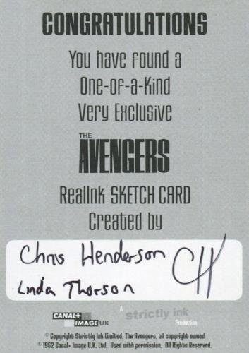 Avengers TV Artist Chris Henderson Autograph Sketch Card   - TvMovieCards.com