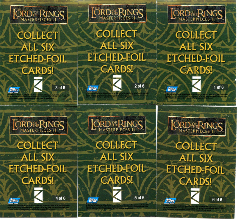 Lord of the Rings Masterpieces Series Two Etched Foil Chase Card Set 6 Cards   - TvMovieCards.com