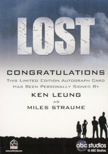 Lost Seasons 1-5 Ken Leung as Miles Straume Autograph Card   - TvMovieCards.com