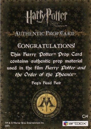 Harry Potter Order of Phoenix Hog's Head Hair Prop Card HP Ci4 #52/88   - TvMovieCards.com