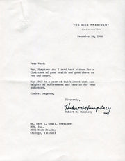 Original Signature Letter Vice President Hubert Humphrey December 16   - TvMovieCards.com