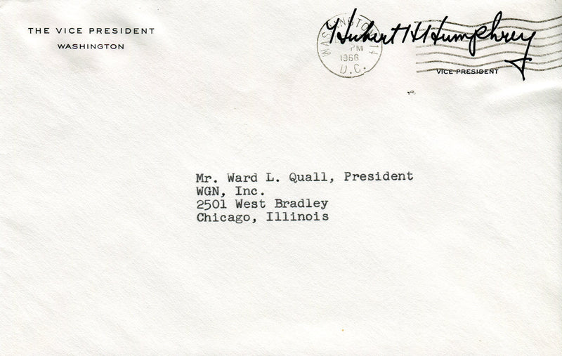 Original Signature Letter Vice President Hubert Humphrey December 16   - TvMovieCards.com