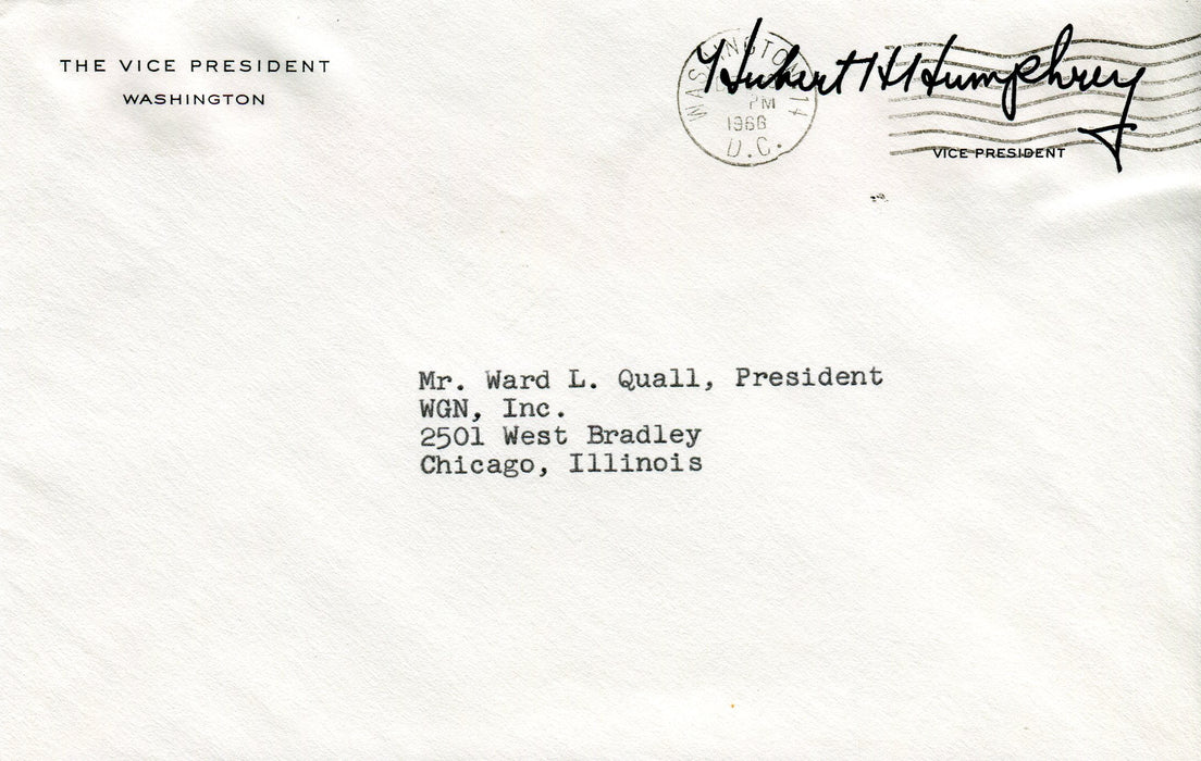 Original Signature Letter Vice President Hubert Humphrey December 16   - TvMovieCards.com