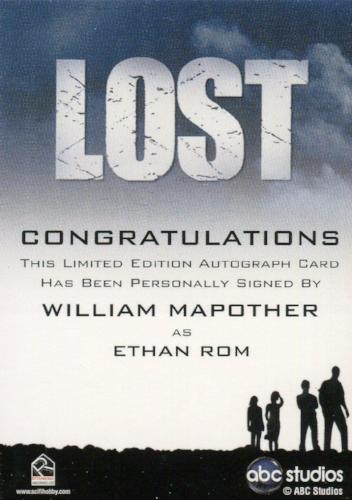 Lost Seasons 1-5 William Mapother as Ethan Rom Autograph Card   - TvMovieCards.com