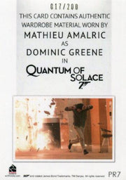 James Bond Classics 2016 Dominic Greene Relic Costume Card PR7 #017/200   - TvMovieCards.com