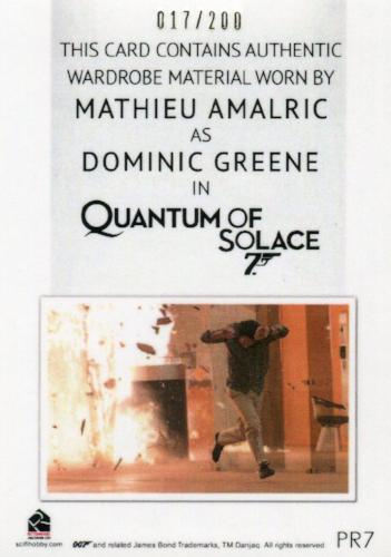 James Bond Classics 2016 Dominic Greene Relic Costume Card PR7 #017/200   - TvMovieCards.com