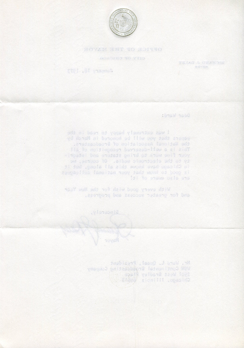 Original Signature Letter Chicago Mayor Richard J. Daley January 18,   - TvMovieCards.com