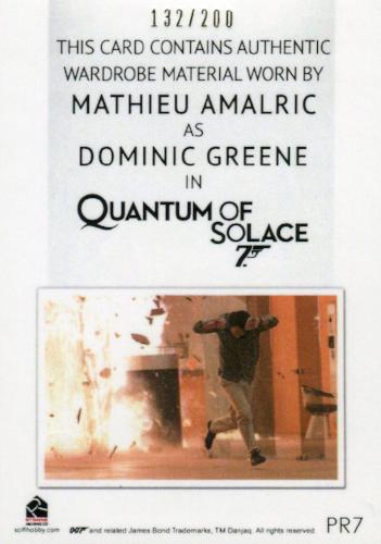 James Bond Classics 2016 Dominic Greene Relic Costume Card PR7 #132/200   - TvMovieCards.com