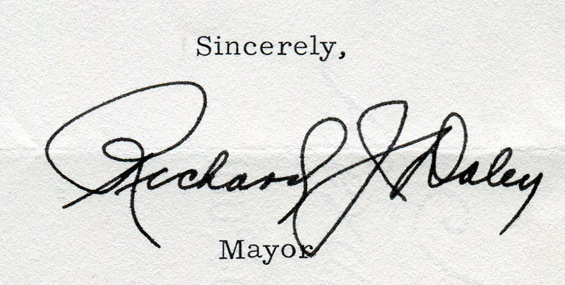 Original Signature Letter Chicago Mayor Richard J. Daley March 23, 1   - TvMovieCards.com