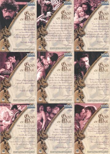 Xena Season Six God of War Chase Card Set GW1 - GW9   - TvMovieCards.com