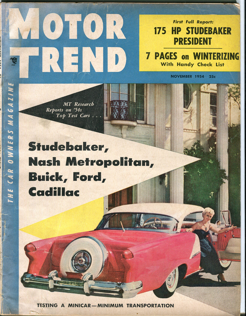 Nov 1954 Motor Trend Car Magazine - 175 HP Studebaker President   - TvMovieCards.com