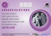 Avengers TV Definitive 1 Jon Rollason as Doctor Martin King Autograph Card A4   - TvMovieCards.com