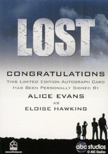 Lost Seasons 1-5 Alice Evans as Eloise Hawking Autograph Card   - TvMovieCards.com