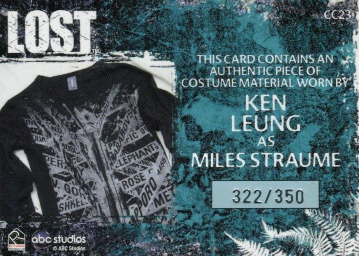 Lost Relics Ken Leung as Miles Straume Relic Costume Card CC23 #322/350   - TvMovieCards.com