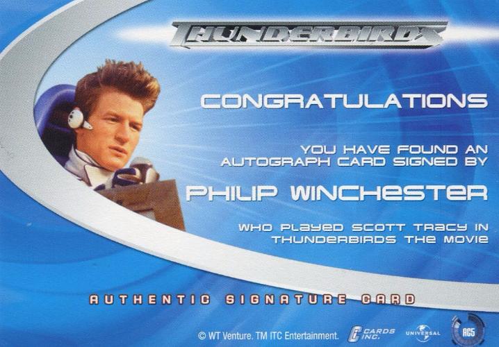 Thunderbirds Are Go! Movie Philip Winchester Autograph Card AC5   - TvMovieCards.com