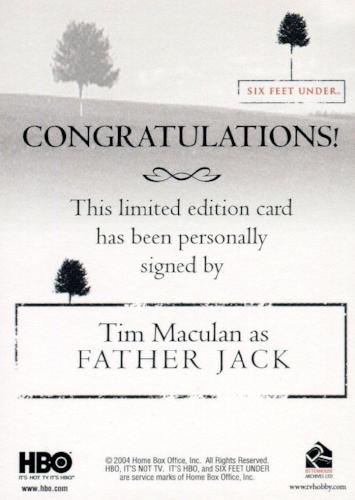 Six Feet Under Seasons 1 & 2 Tim Maculan as Father Jack Autograph Card   - TvMovieCards.com