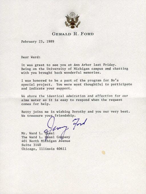 Original Signature Letter Former President Gerald Ford February 23,   - TvMovieCards.com