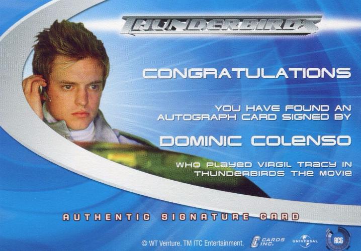 Thunderbirds Are Go! Movie Dominic Colenso Autograph Card AC6   - TvMovieCards.com