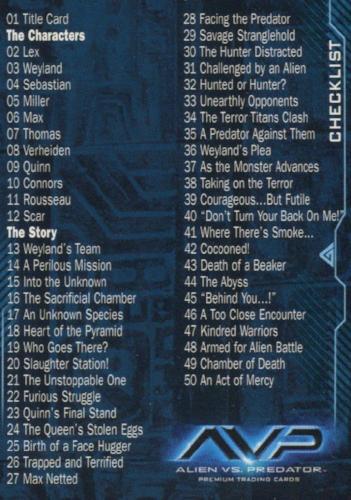 Alien vs Predator Movie Base Card Set 90 Cards - TvMovieCards.com