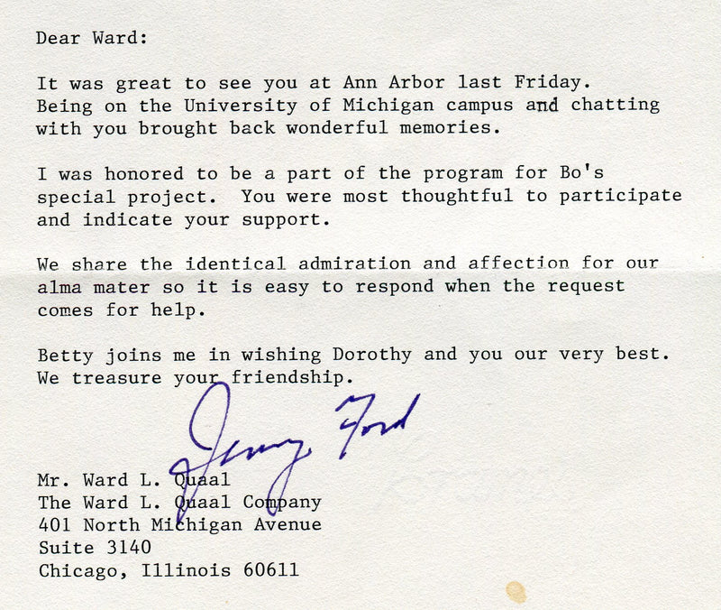 Original Signature Letter Former President Gerald Ford February 23,   - TvMovieCards.com
