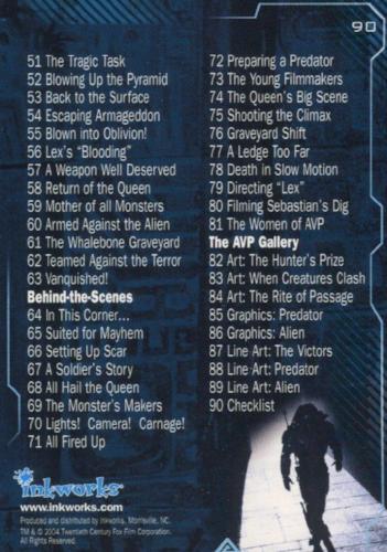 Alien vs Predator Movie Base Card Set 90 Cards - TvMovieCards.com