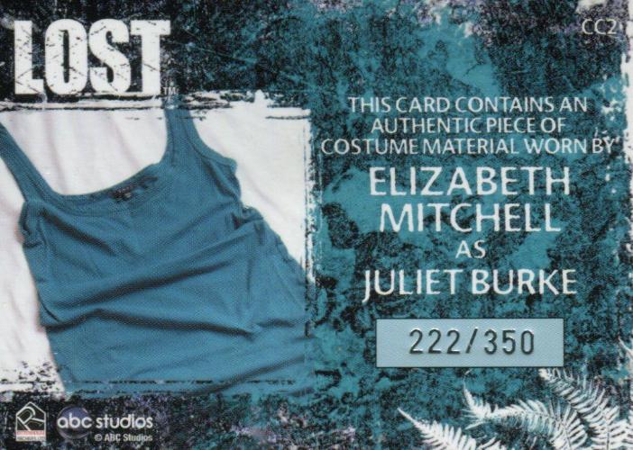 Lost Relics Elizabeth Mitchell as Juliet Burke Relic Costume Card CC2 #222/350   - TvMovieCards.com