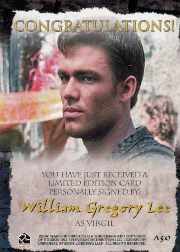 Xena The Quotable Xena William Gregory Lee as Virgil Autograph Card A50   - TvMovieCards.com
