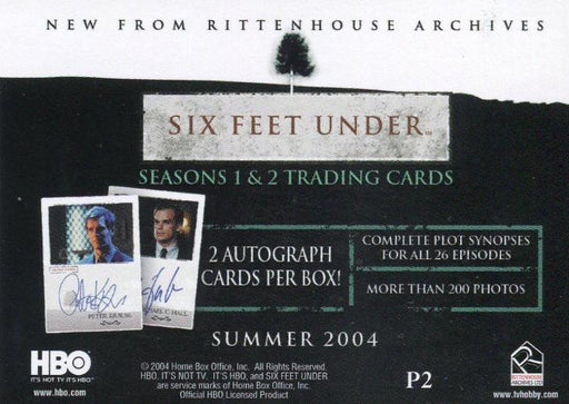 Six Feet Under Seasons 1 & 2 Promo Card P2   - TvMovieCards.com