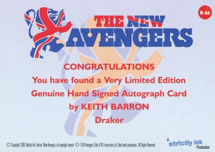 Avengers TV The New Avengers Keith Barron as Draker Autograph Card N-A6   - TvMovieCards.com