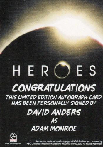 Heroes Archives David Anders as Adam Monroe Autograph Card   - TvMovieCards.com