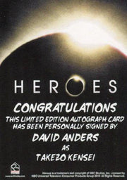 Heroes Archives David Anders as Takezo Kensei Autograph Card   - TvMovieCards.com