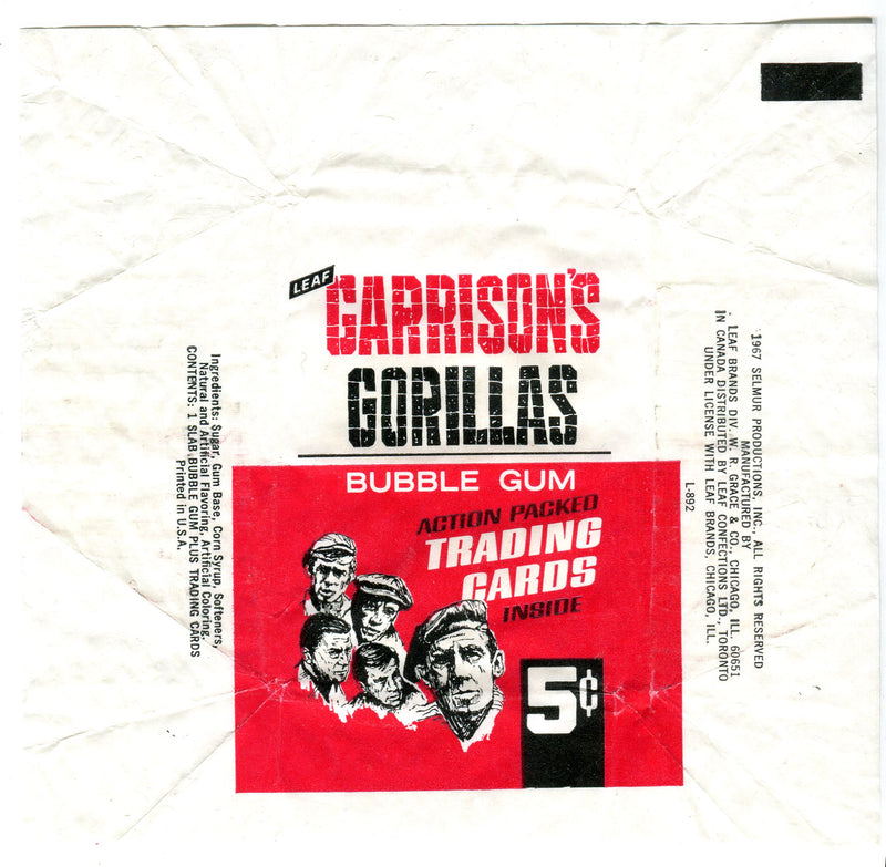 Garrison's Gorillas 1967 Leaf Vintage 5 Cent Bubble Gum Trading Card Wrapper   - TvMovieCards.com